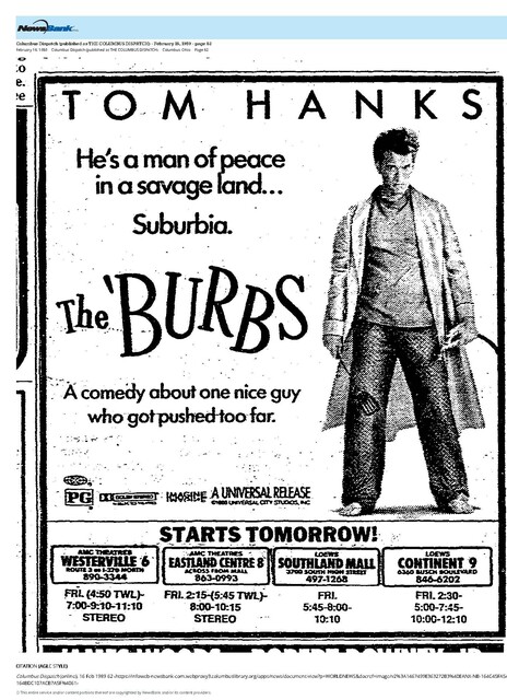 Tom Hanks--Number Five Box Office Star (1989)/ 8 weeks Run