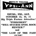 October 4, 1950 print ad courtesy Dennis Norton, - Triple Feature at the Ypsi-Ann.
