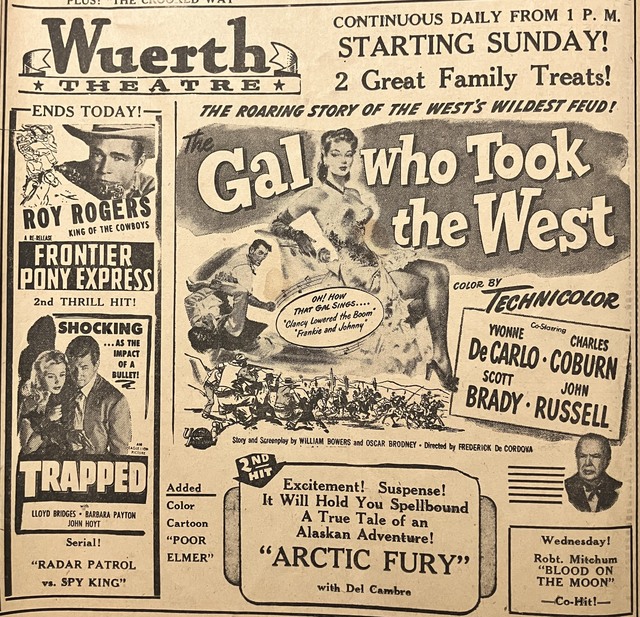 Saturday, February 11, 1950 print ad courtesy Dennis Norton.