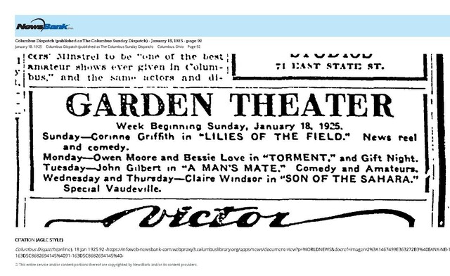 Week Beginning Sunday, January 18, 1925