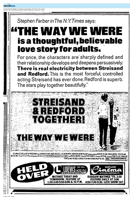 1973 Box Office Stars: Robert Redford #5 and Barbra Streisand # 6