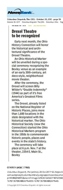 The Drexel Theatre Historical Marker (2017)