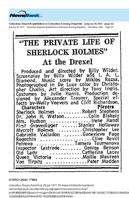 The Great Directors : Billy Wilder (1971) / One Week Run