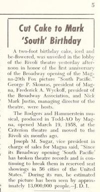 The First Anniversary of "South Pacific" (1959)