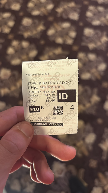 AMC Vorhees 16 Ticket Stub