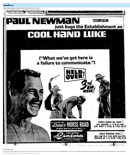 Paul Newman--Number Three Box Office Star (1967)
