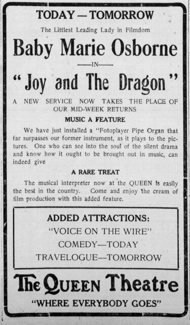 New Fotoplayer at the Queen, Advertisment