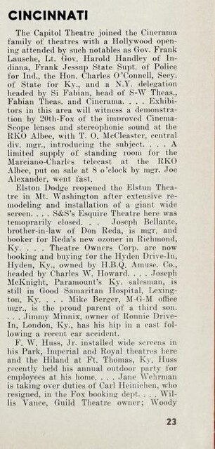 Cinerama Comes to Cincinnati (1954), Columbus Will Wait Until the 60's