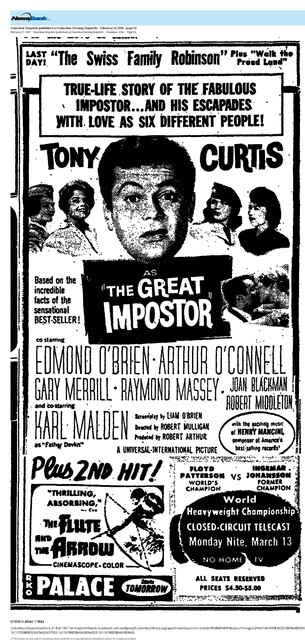 Tony Curtis--Number Nine Box Office Star (1961)