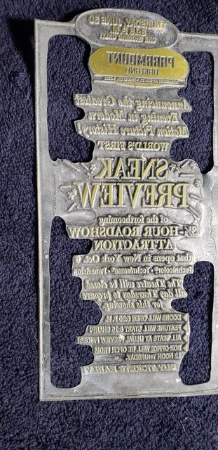 Roadshow Preview Newspaper Metal Ad Paramount 1960's 