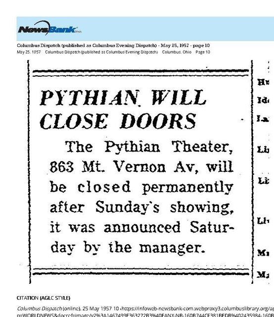 The Last Picture Show at the Pythian (Miles Circuit} (May 26, 1957)