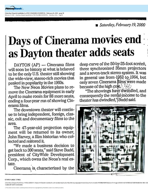 Cinerama Movies Ending at the Neon (2000)