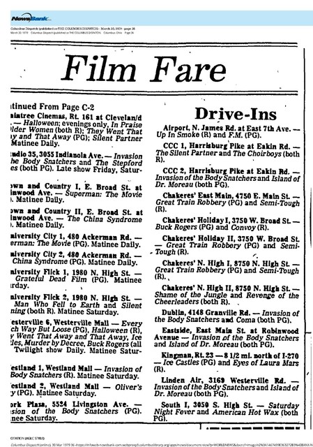 First Notice of the Twinning of the Drive-In (1979)