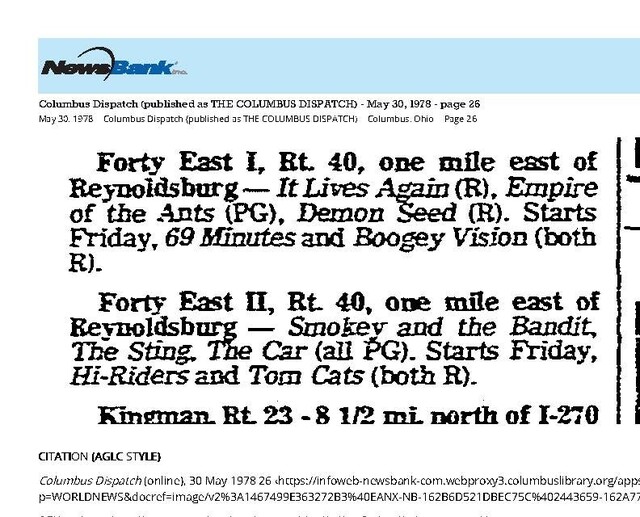 First Notice of the Twinning of the Drive-In (1978)
