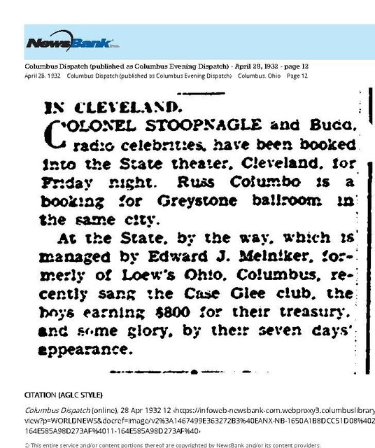 From Columbus to Cleveland (1932):  Edward Melnicker