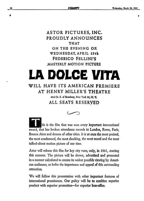 Astor Pictures: A Case Study (1961)