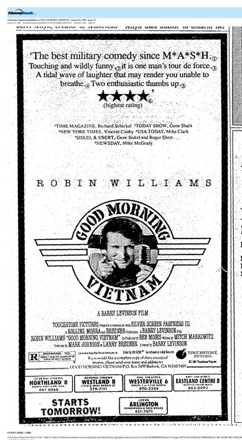 Robin Williams--Number Eight Box Office Star (1988)/25 Weeks & 5 Days Run
