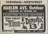 Newspaper ad from Chicago Sun Times Nov. 28, 1963 showing what was playing at the Harlem Outdoor on Thanksgiving Day.