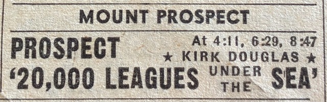 Chicago Sun Times Newspaper ad showing what was playing on Nov. 28, 1963, Thanksgiving Day, at the Prospect Theatre.