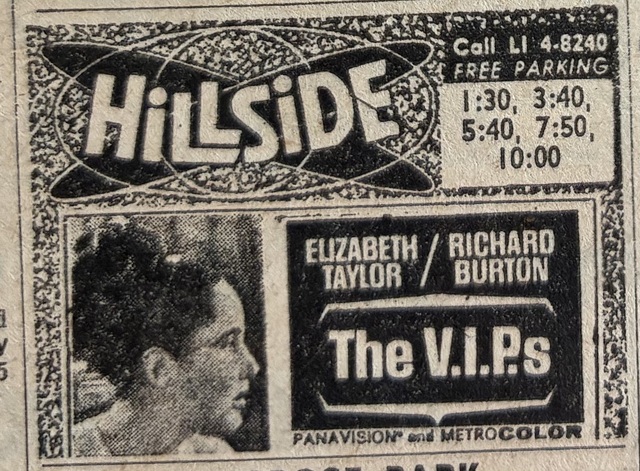 Chicago Sun Times Newspaper ad from Nov. 28, 1963, showing what was playing at the Hillside.