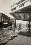 Market Street view of East Palestine in 1939 from under the marquee 