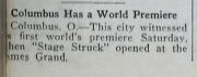 The First World Permiere in Columbus (1925)