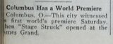 The First World Permiere in Columbus (1925)