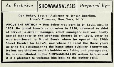 Theater Showman and More (1962): Don Baker