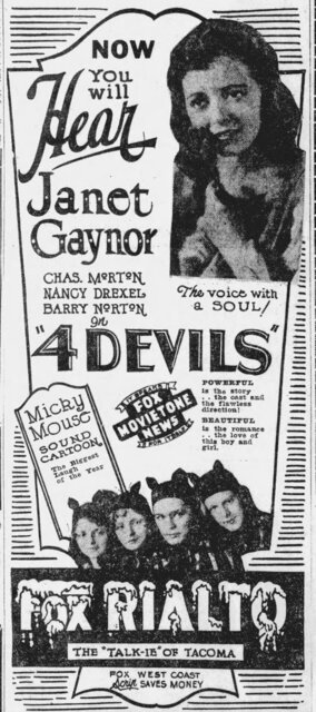 4 Devils at the Fox Rialto, August 2, 1929