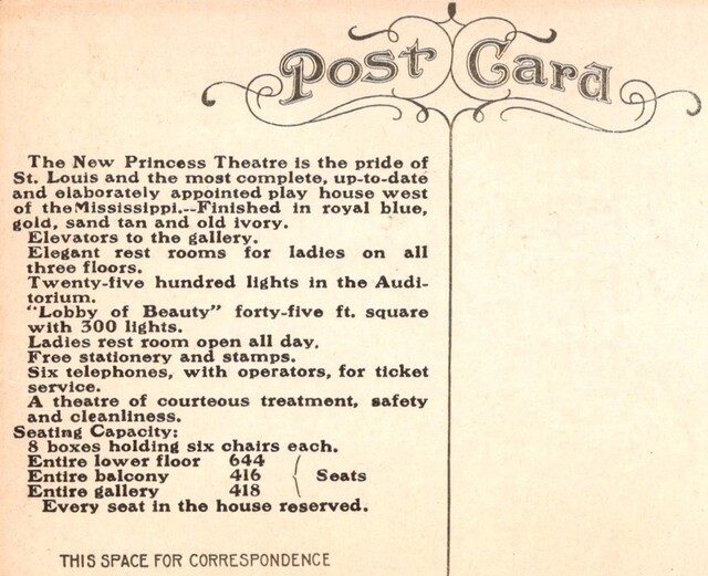 From the back of a postcard published around the time of its opening.