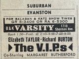 Chicago Sun Times Newspaper ad from Nov. 28, 1963 showing what was playing at the Varsity Theatre.