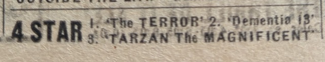 Newspaper ad from the Thursday, Nov. 28, 1963 Chicago Sun Times showing what was playing at the 4 Star Theatre