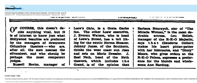 Theater Showmen and More (1931):"Dinty" Moore, etc.