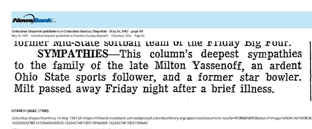 Milton Yassenoff, R.I.P. (1967)