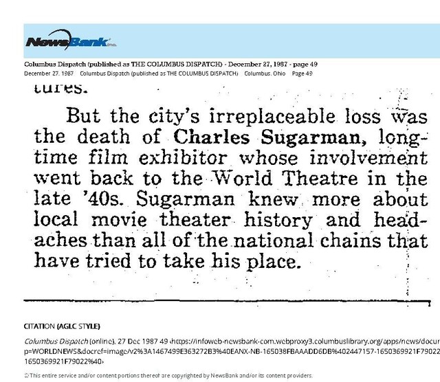 Charles Sugarman, R. I. P. (1987)