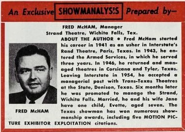Theater Showman and More: Fred McHam (1960)