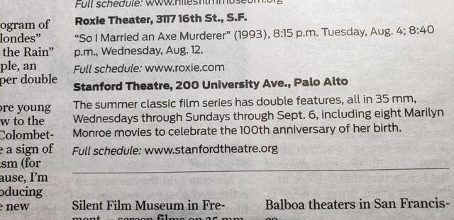 SF Sunday Newspaper 35mm/70mm Article