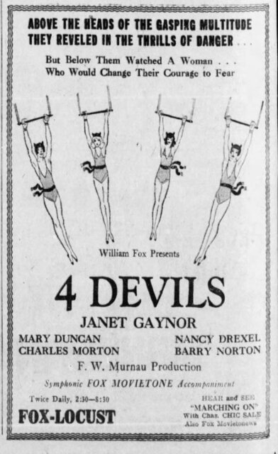 4 Devils at the Fox Locust, 20 January 1929