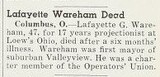 Lafayette Wareham, R. I. P. (1945)