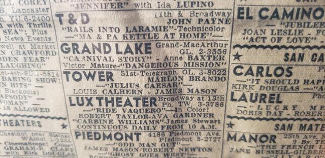 'Carnival Story' Played The Grand Lake Theatre in 1954