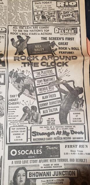 Movie Ad  Theatre Del Mar  Santa Cruz CA  1956