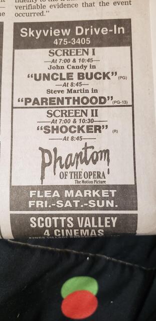 Skyview Drive-In Theatre Santa Cruz AD 1989