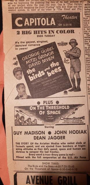 Capitola By The Sea  1956 Movie Ad  Capitola Theatre