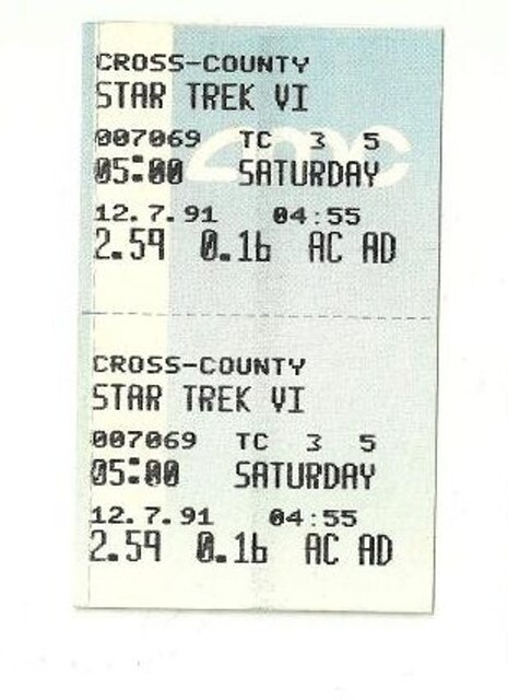 My Ticket (untorn) for Star Trek The Undiscovered Country