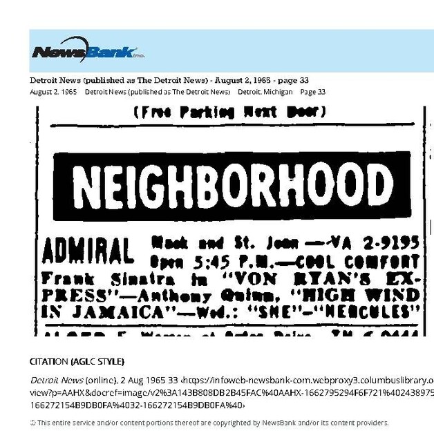 My Detroit Neighborhood Theater (1963)