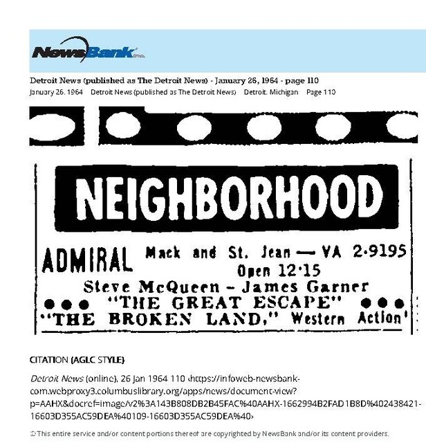 My Detroit Neighborhood Theater (1964)