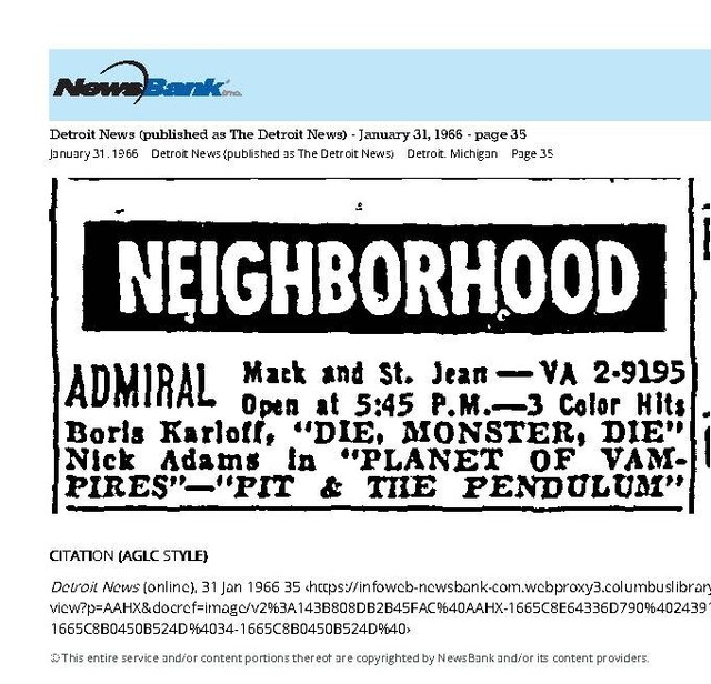 My Detroit Neighborhood Theater (1966)