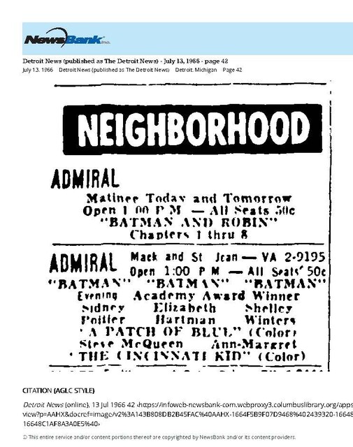 My Detroit Neighborhood Theater (1966)