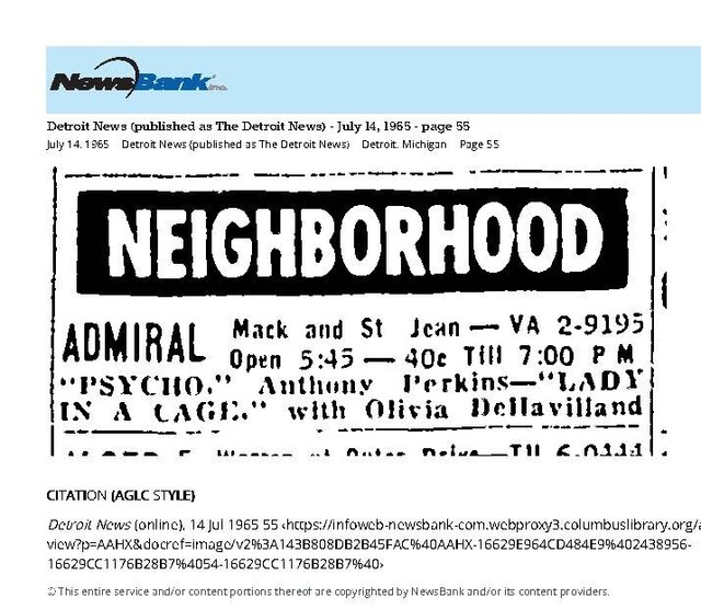 My Detroit Neighborhood Theater (1965)