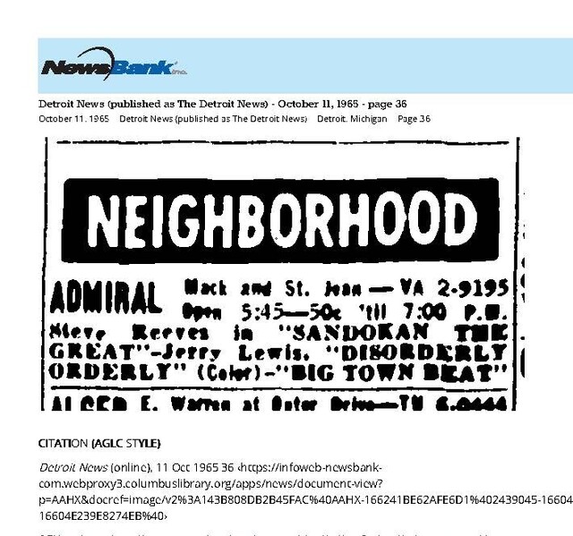 My Detroit Neighborhood Theater (1965)